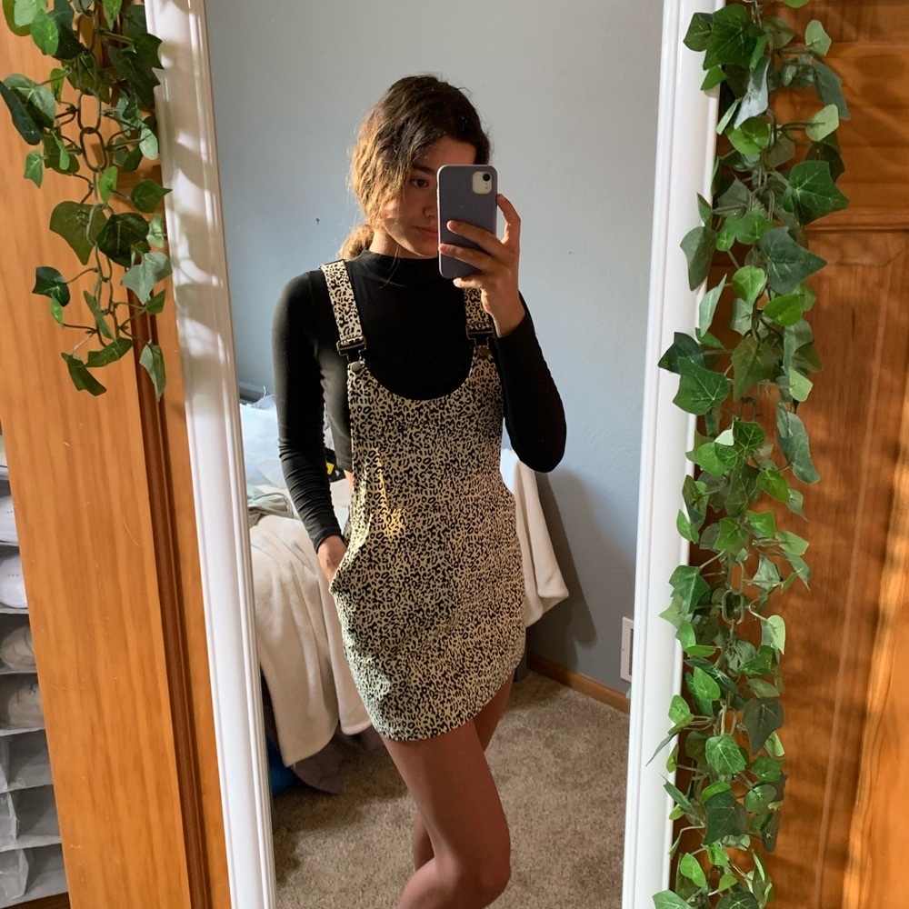 Cheetah print overall dress!